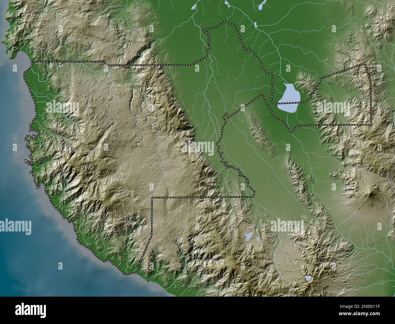 Sultan Kudarat, provincia delle Filippine. Mappa dell'altitudine colorata in stile wiki con laghi e fiumi Foto Stock