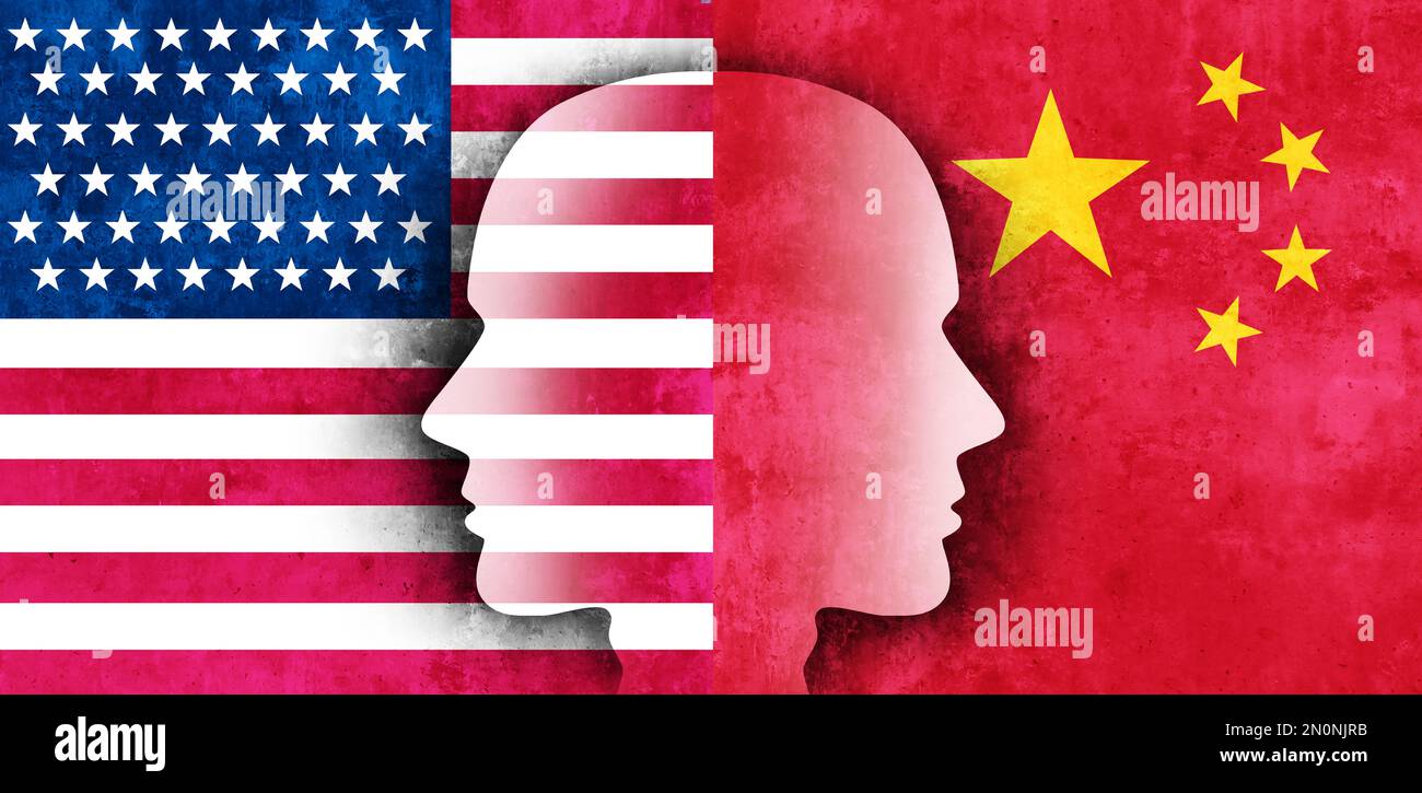 Stati Uniti Cina Relazioni e tensione geopolitica aor sfida economica come esportazioni e importazioni concorrenza tra le due nazioni come Washingto Foto Stock