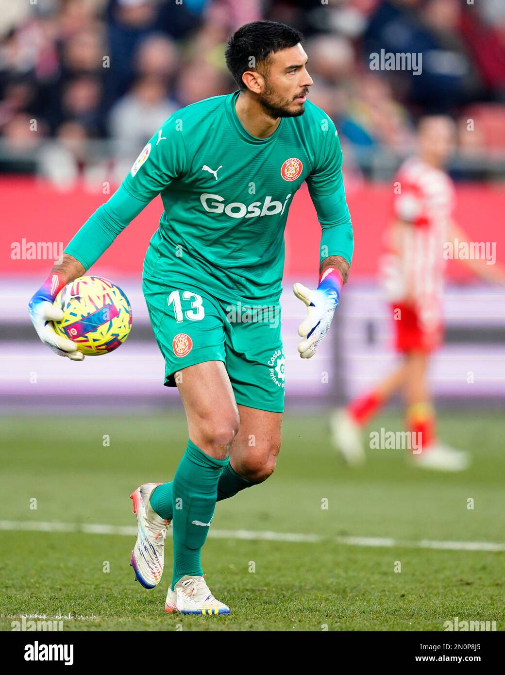 Gazzaniga del Girona FC durante la partita la Liga tra Girona FC e Valencia CF giocata allo stadio Montilivi il 5 febbraio 2023 a Girona, Spagna. (Foto di Sergio Ruiz / PRESSIN) Foto Stock