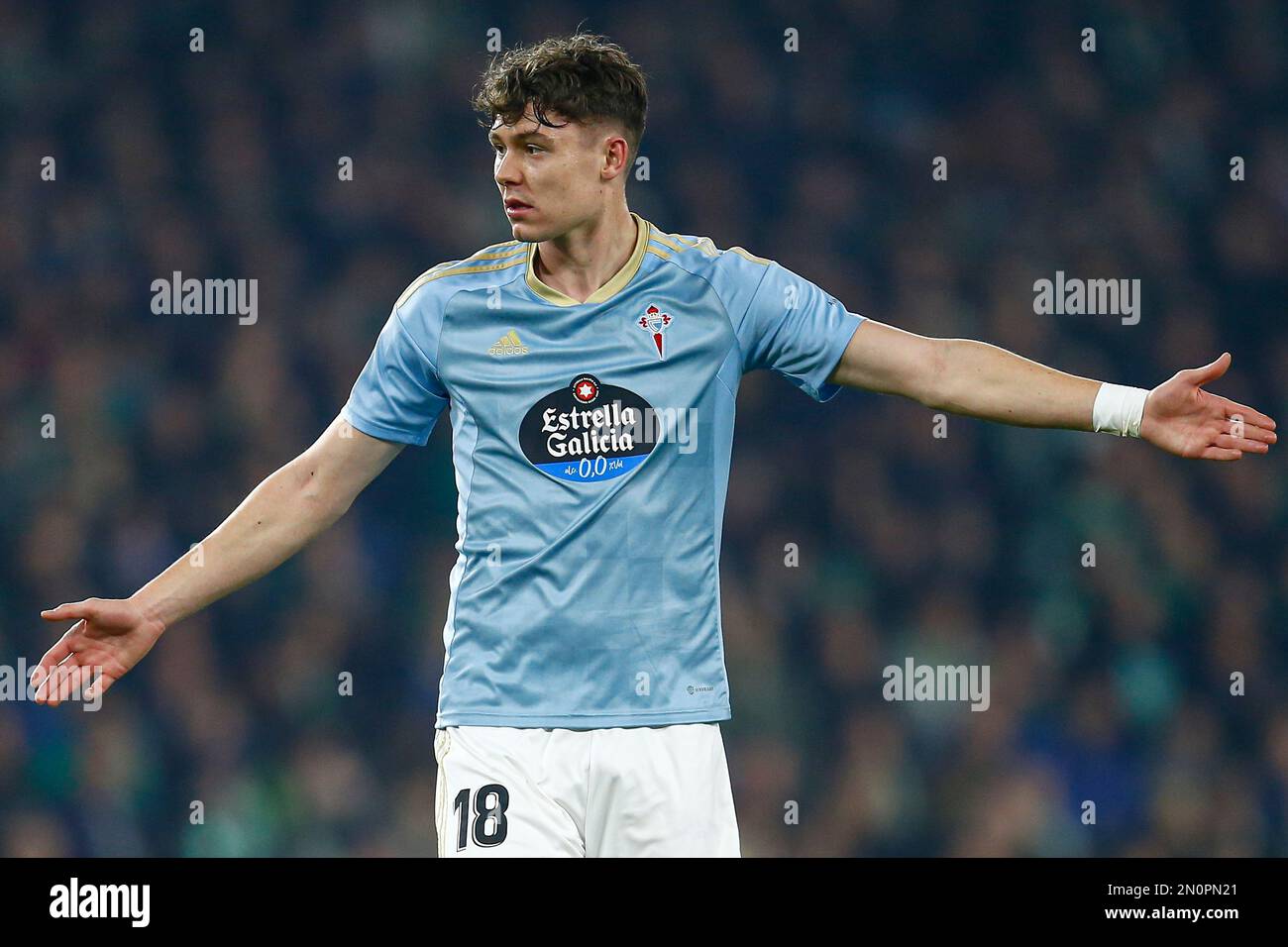 Jorgen Strand Larsen di RC Celta de Vigo durante la partita di la Liga, Data 20, tra Real Betis e RC Celta giocato allo stadio Benito Villamarin il 04 febbraio 2023 a Siviglia, Spagna. (Foto di Antonio Pozo / PRESSIN) Foto Stock