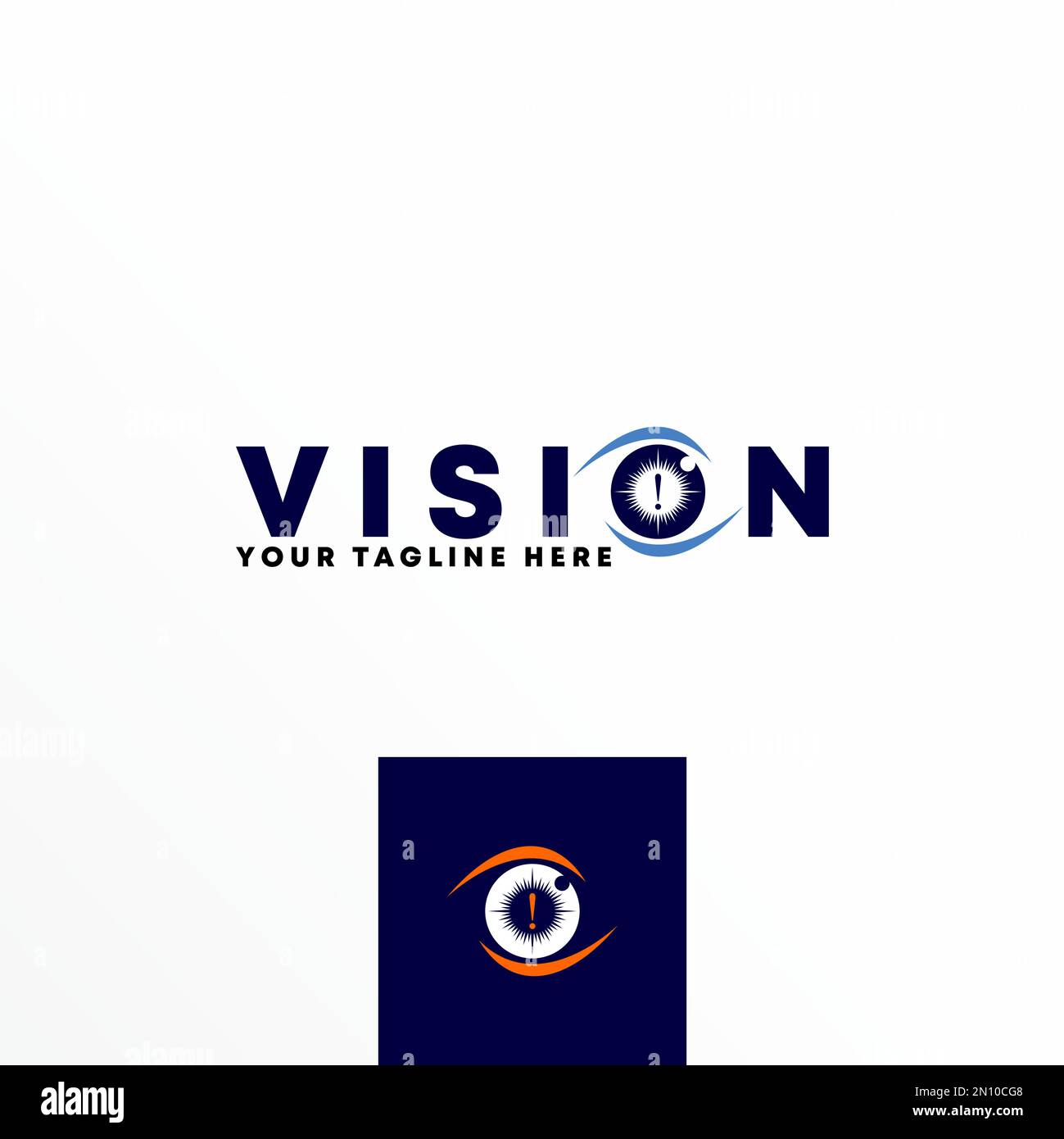 Lettera o parola VISIONE con occhio dolorante immagine grafica icona logo disegno astratto concetto vettore stock. Può essere utilizzato come simbolo relativo alla salute. Illustrazione Vettoriale