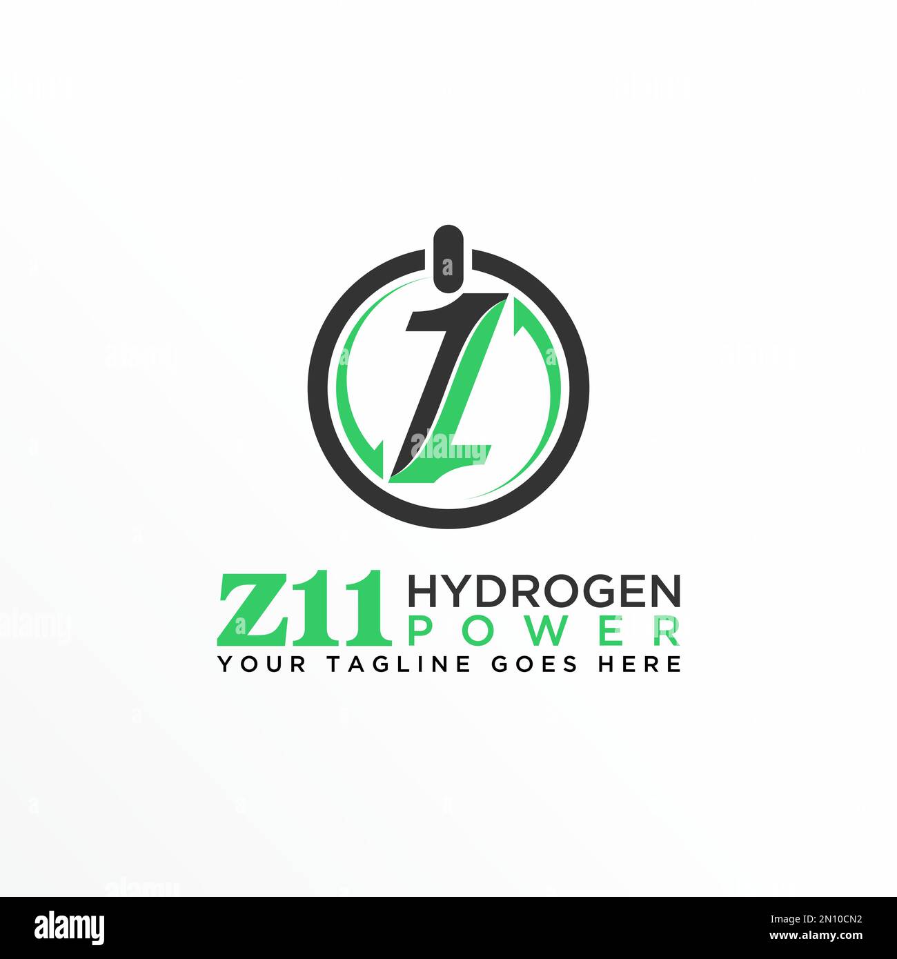 Lettera o parola Z o numero 11 font flip con idrogeno, potere e riciclare grafica icona logo design astratto concetto vettore stock chimico o iniziale. Illustrazione Vettoriale