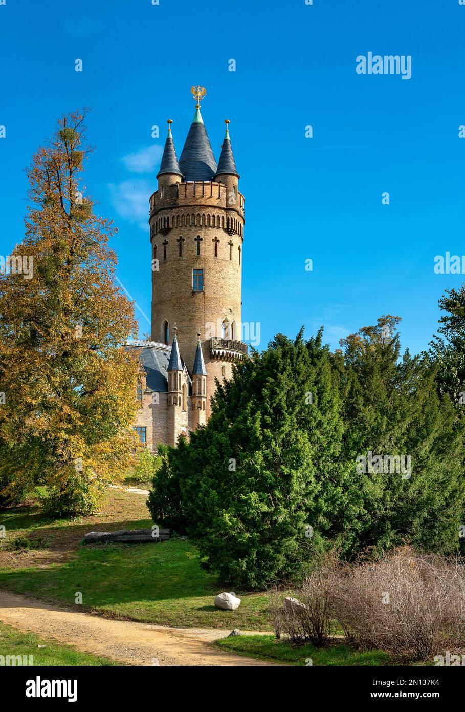 La Torre Flatow nel Parco Babelsberg, Potsdam, Brandeburgo, Germania, Europa Foto Stock