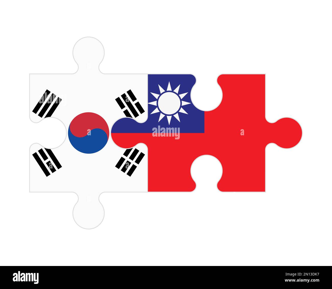 Puzzle connesso di bandiere della Corea del Sud e Taiwan, vettore Illustrazione Vettoriale