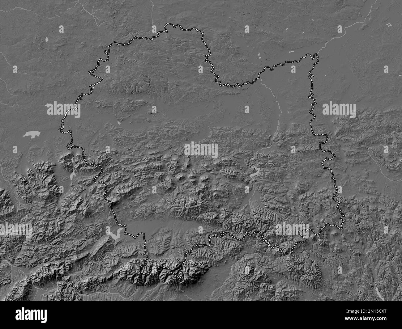 Malopolskie, voivodato|provincia di Polonia. Mappa altimetrica bilivello con laghi e fiumi Foto Stock