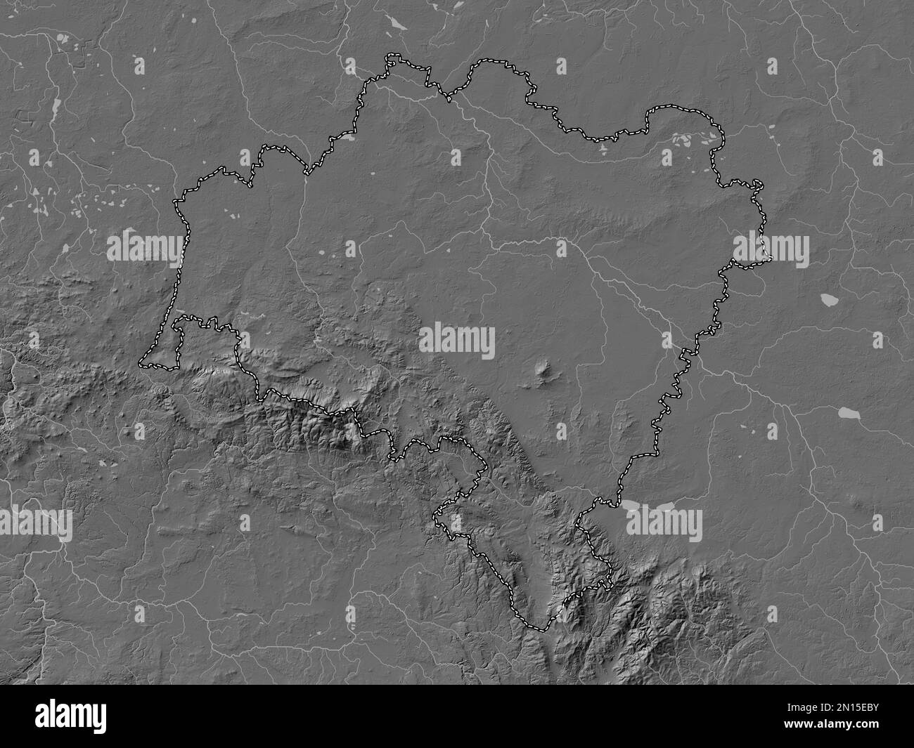 Dolnoslaskie, voivodato|provincia di Polonia. Mappa altimetrica bilivello con laghi e fiumi Foto Stock