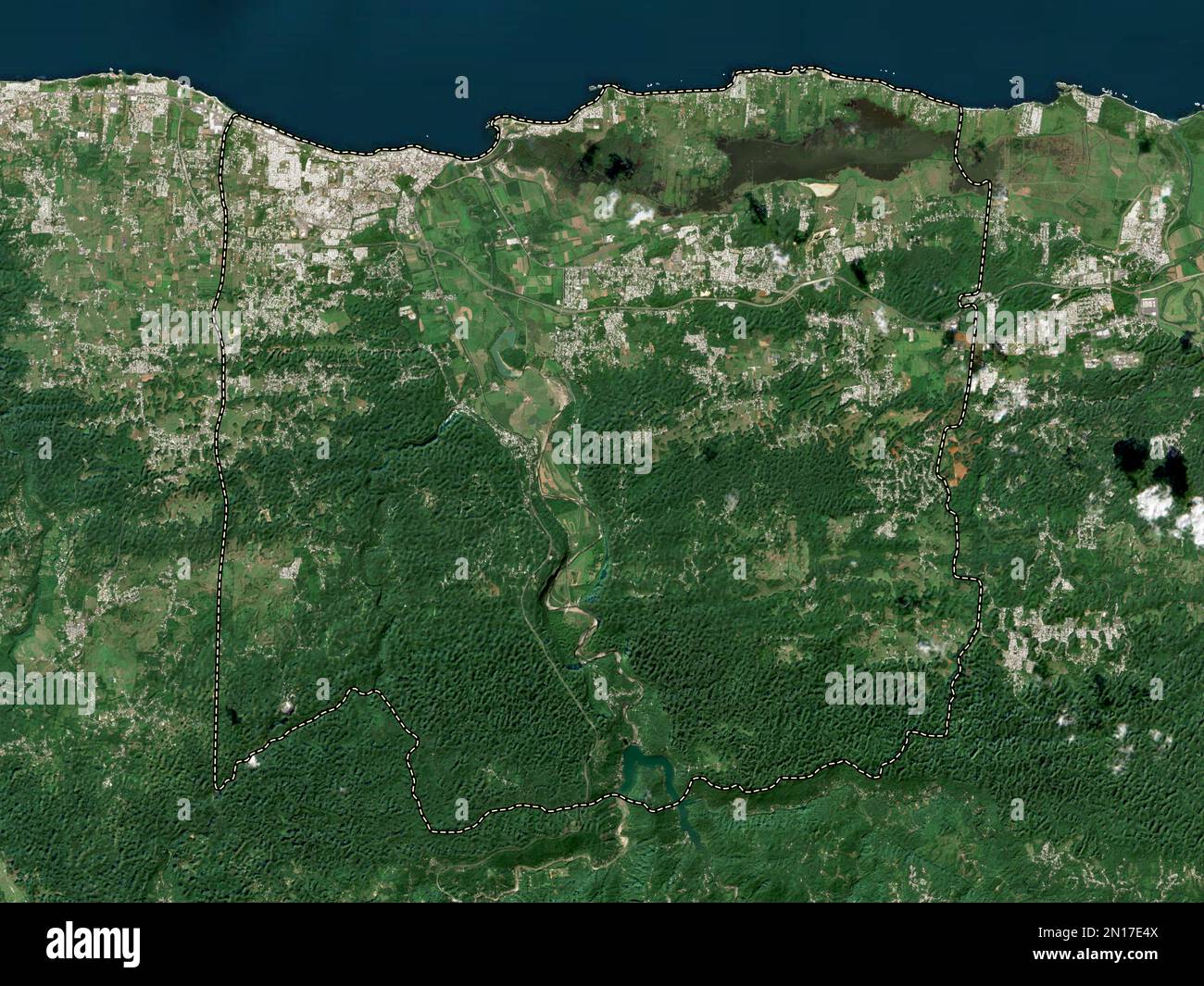 Arecibo, comune di Puerto Rico. Mappa satellitare a bassa risoluzione Foto Stock