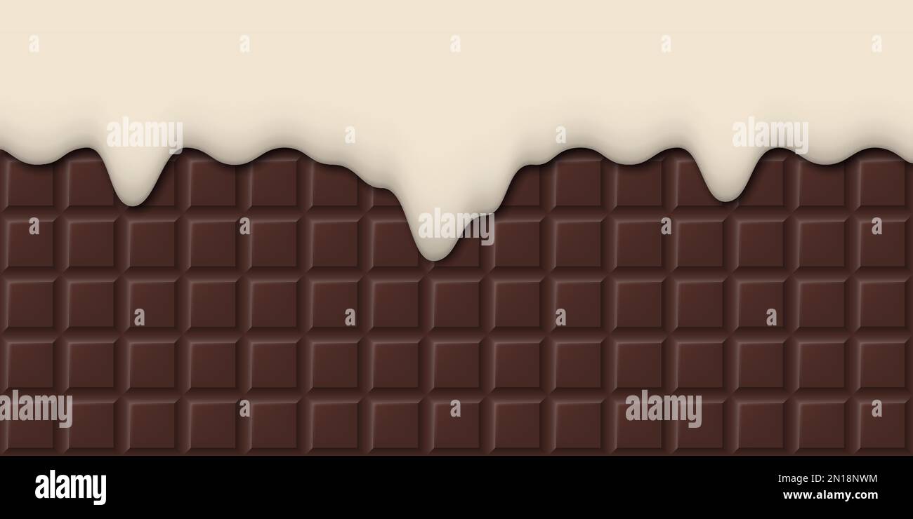 Crema fusa su sfondo a tavoletta di cioccolato. Illustrazione vettoriale. EPS 10. Illustrazione Vettoriale