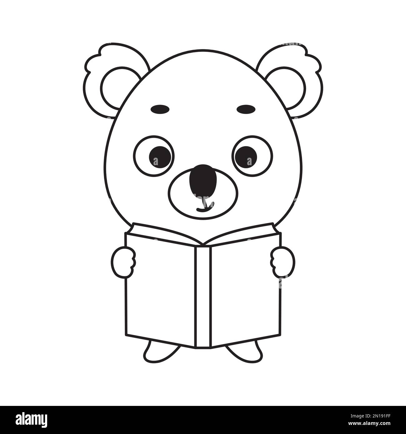 Pagina da colorare carino koala legge libro. Libro da colorare per bambini.  Attività educativa per bambini e bambini in età prescolare con animali  carini. VECTO Immagine e Vettoriale - Alamy