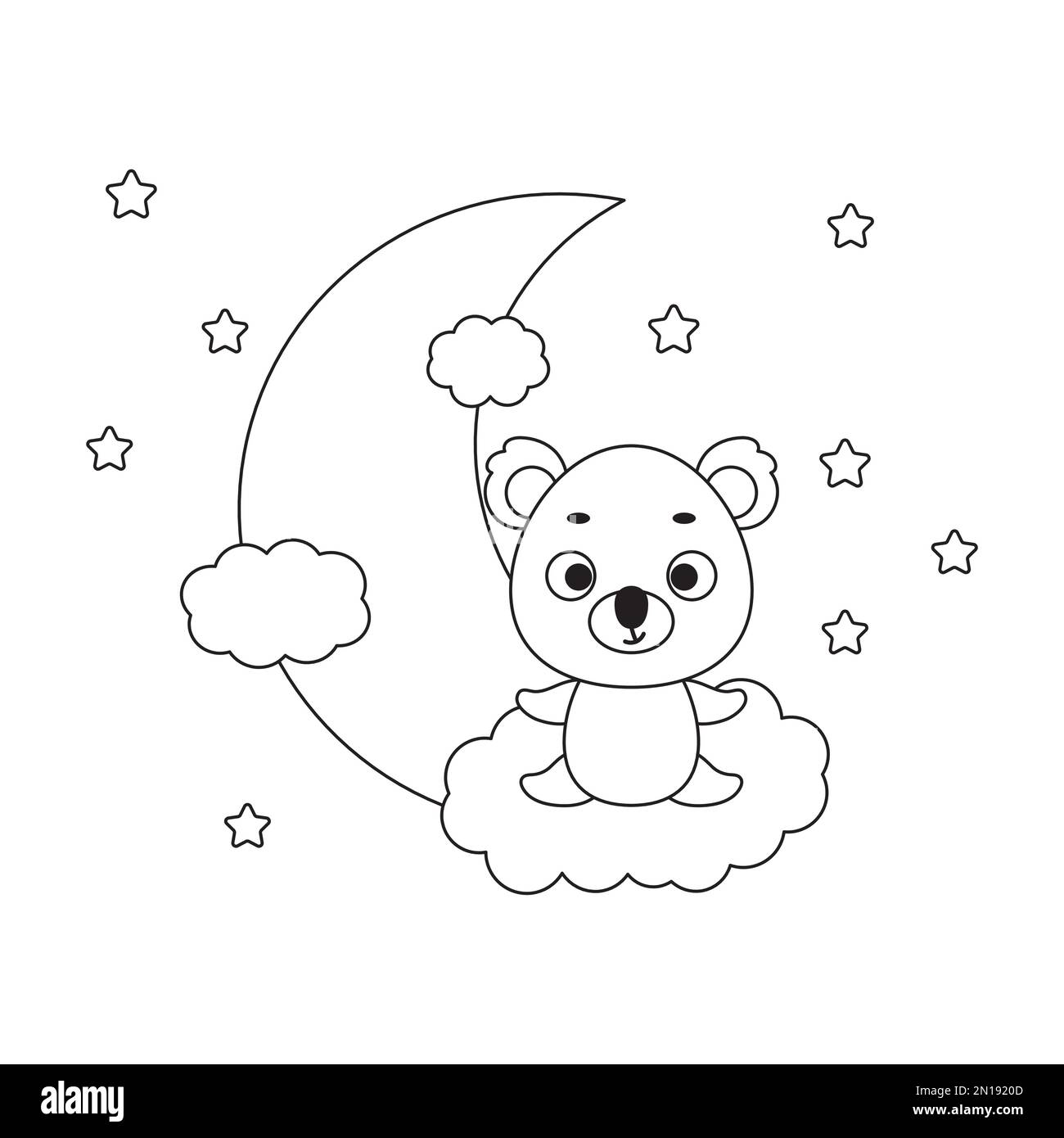 Colorare pagina carino koala seduta su nuvola. Libro da colorare per bambini.  Attività educativa per bambini e bambini in età prescolare con animali  carini Immagine e Vettoriale - Alamy