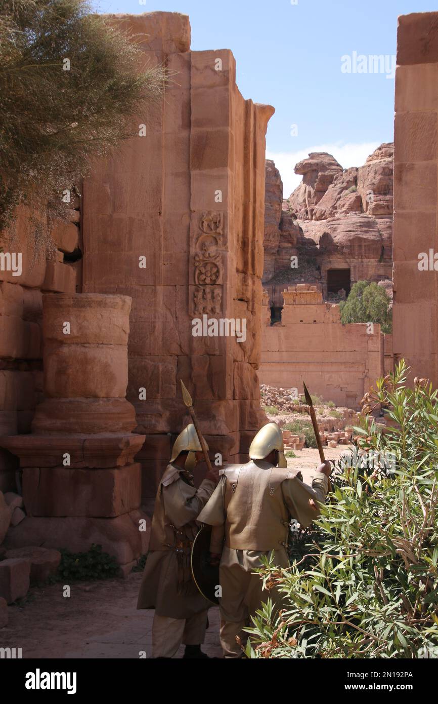 Tempio scavato nella roccia, Petra, Giordania Foto Stock