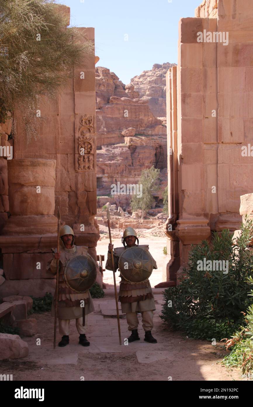 Tempio scavato nella roccia, Petra, Giordania Foto Stock