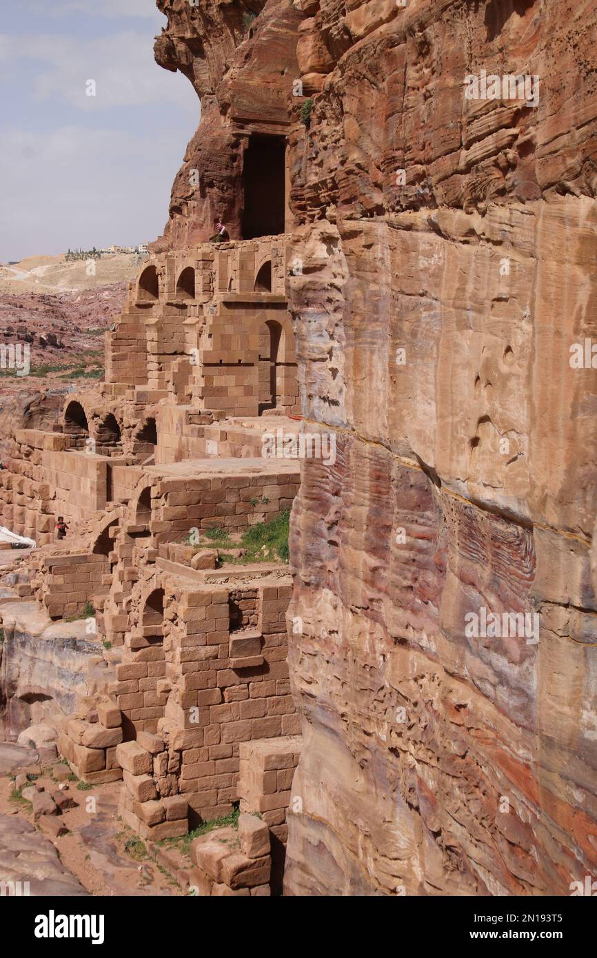 Tempio scavato nella roccia, Petra, Giordania Foto Stock