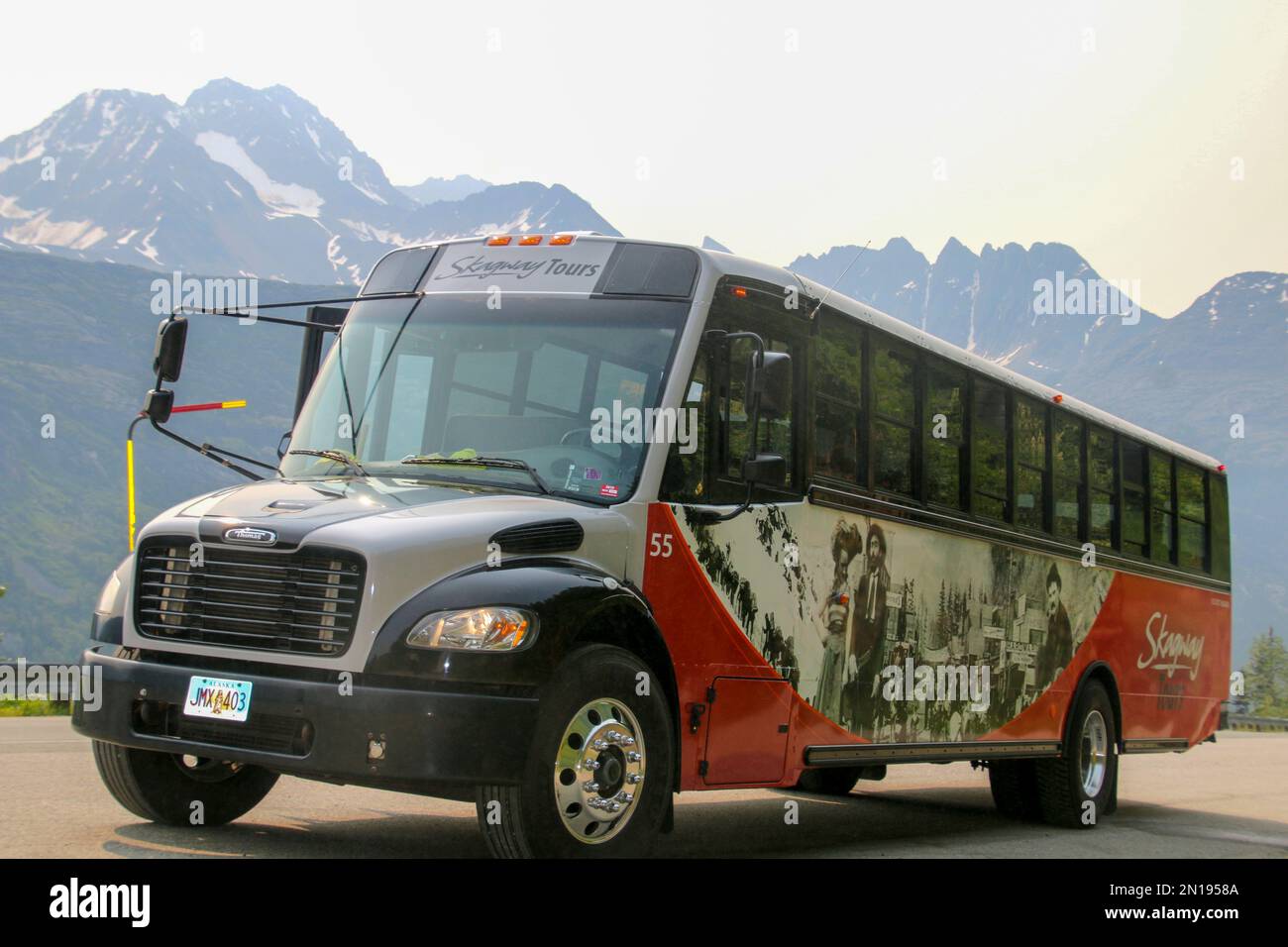 Skagway tour bus Skagway, Alaska, Stati Uniti Foto Stock