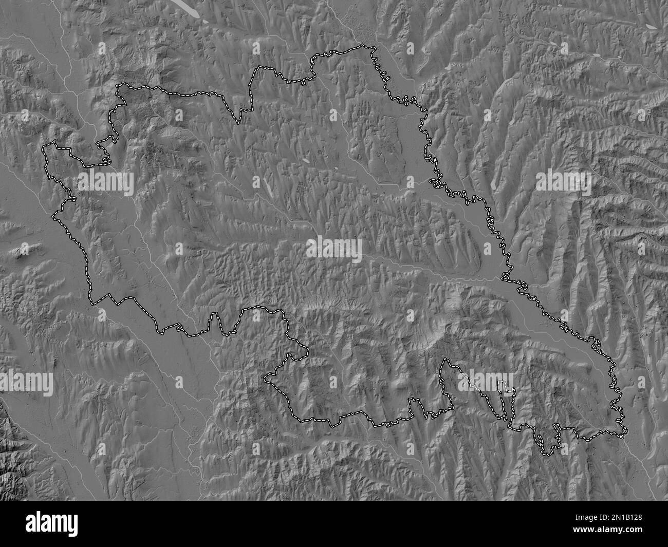 Iasi, contea della Romania. Mappa altimetrica bilivello con laghi e fiumi Foto Stock