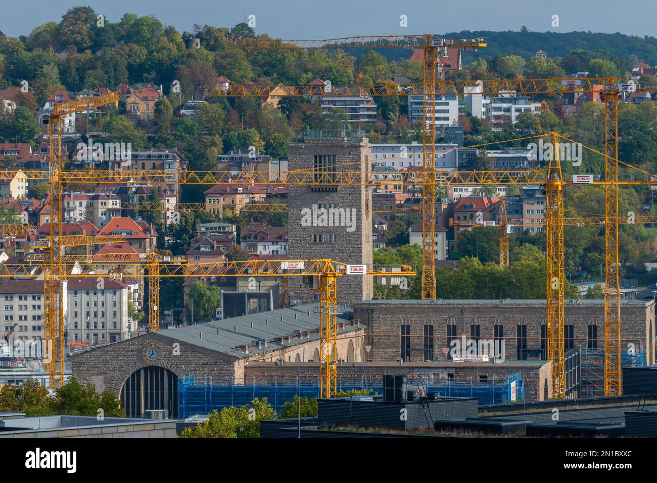 Progetto stazione centrale Stoccarda 21 ancora in costruzione, Stoccarda, Baden-Württemberg, Germania meridionale, Europa centrale Foto Stock