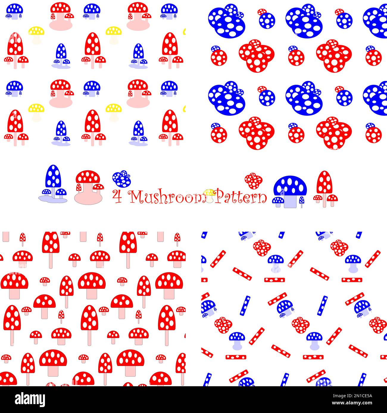 motivo a fungo senza cuciture nei colori giallo rosso blu, adatto per l'uso su carta e tessuto Illustrazione Vettoriale