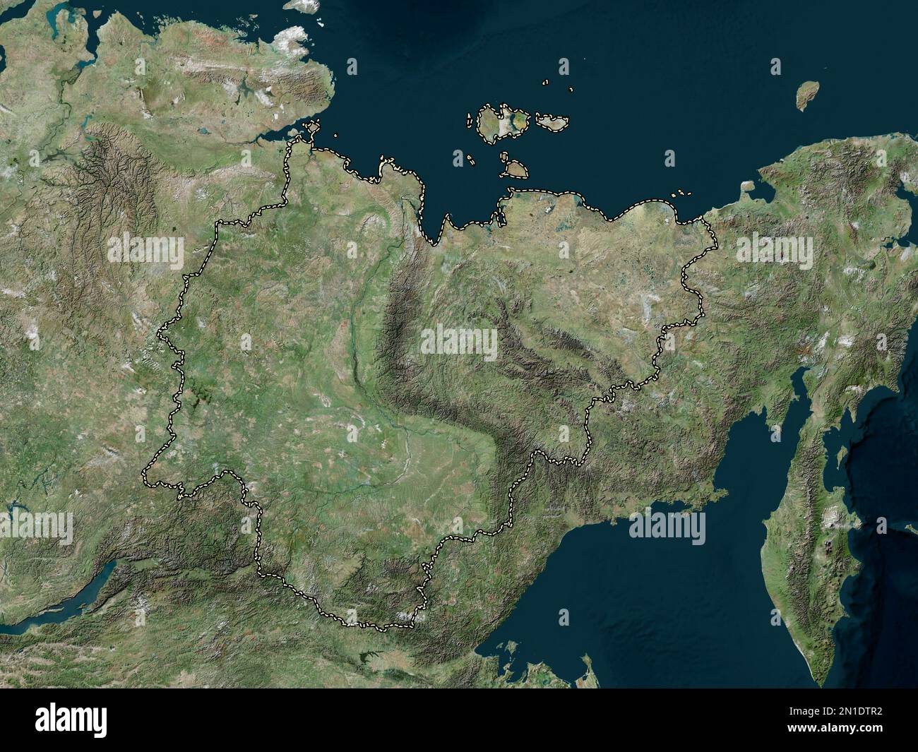 Sakha, repubblica di Russia. Mappa satellitare ad alta risoluzione Foto Stock