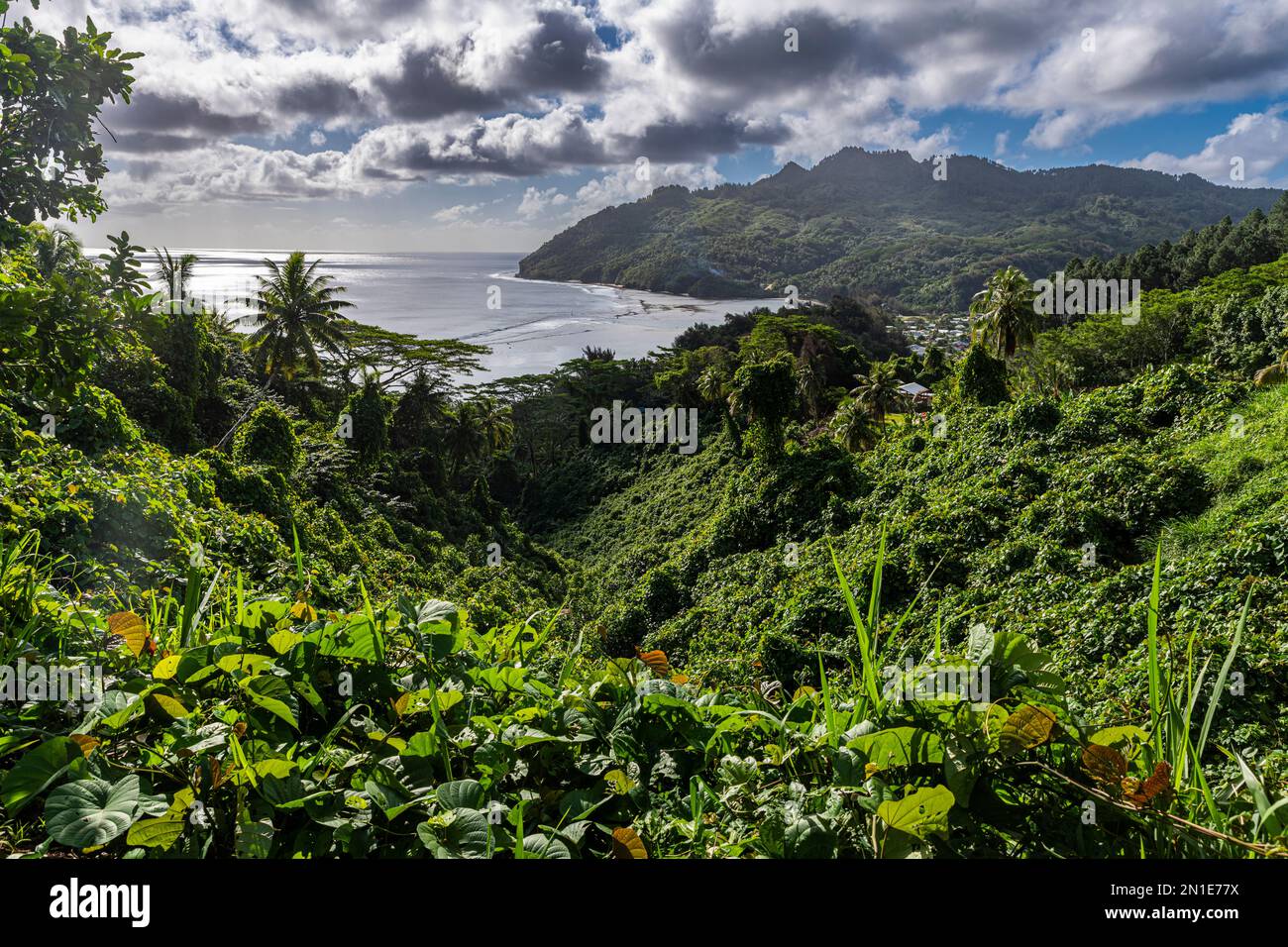 Vista su Avera, Rurutu, isole australiane, Polinesia francese, Pacifico meridionale, Pacifico Foto Stock