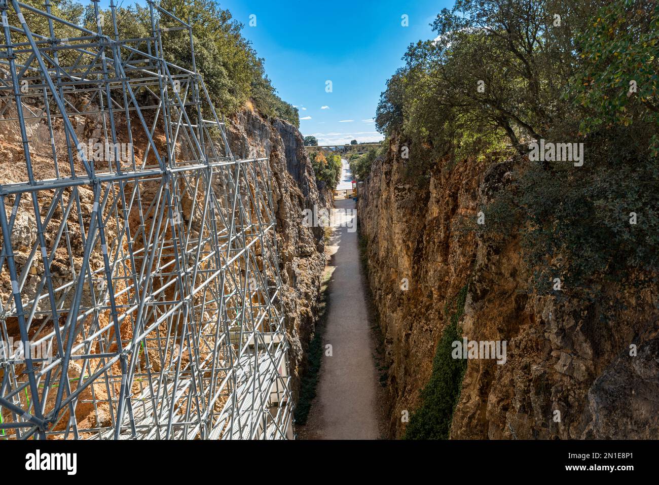 Sito di scavo, sito archeologico di Atapuerca, patrimonio dell'umanità dell'UNESCO, Castilla y Leon, Spagna, Europa Foto Stock