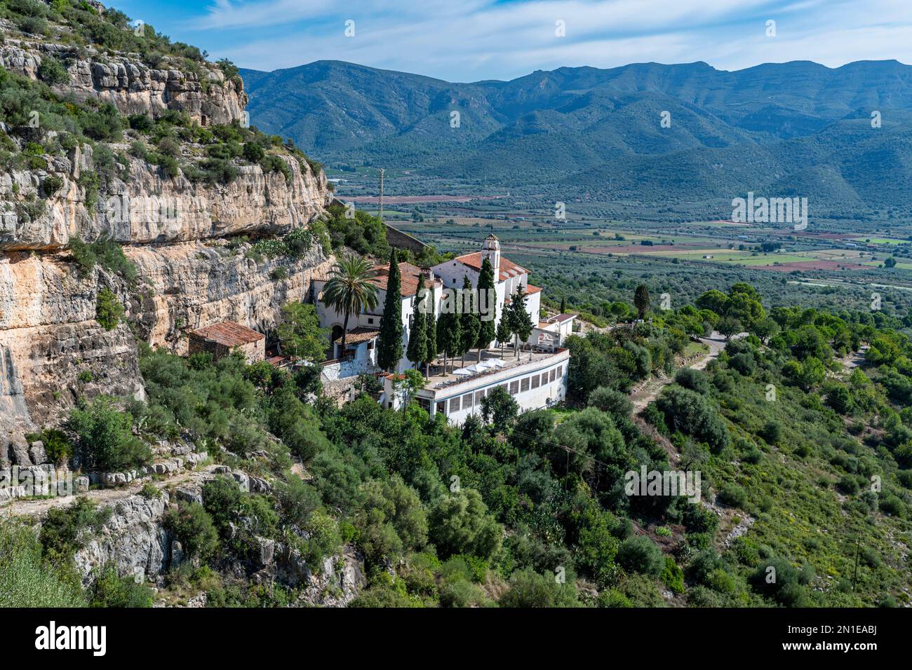 Ermita de la Pietat, arte rupestre del bacino del Mediterraneo iberico, patrimonio dell'umanità dell'UNESCO, Ulldecona, Catalogna, Spagna, Europa Foto Stock