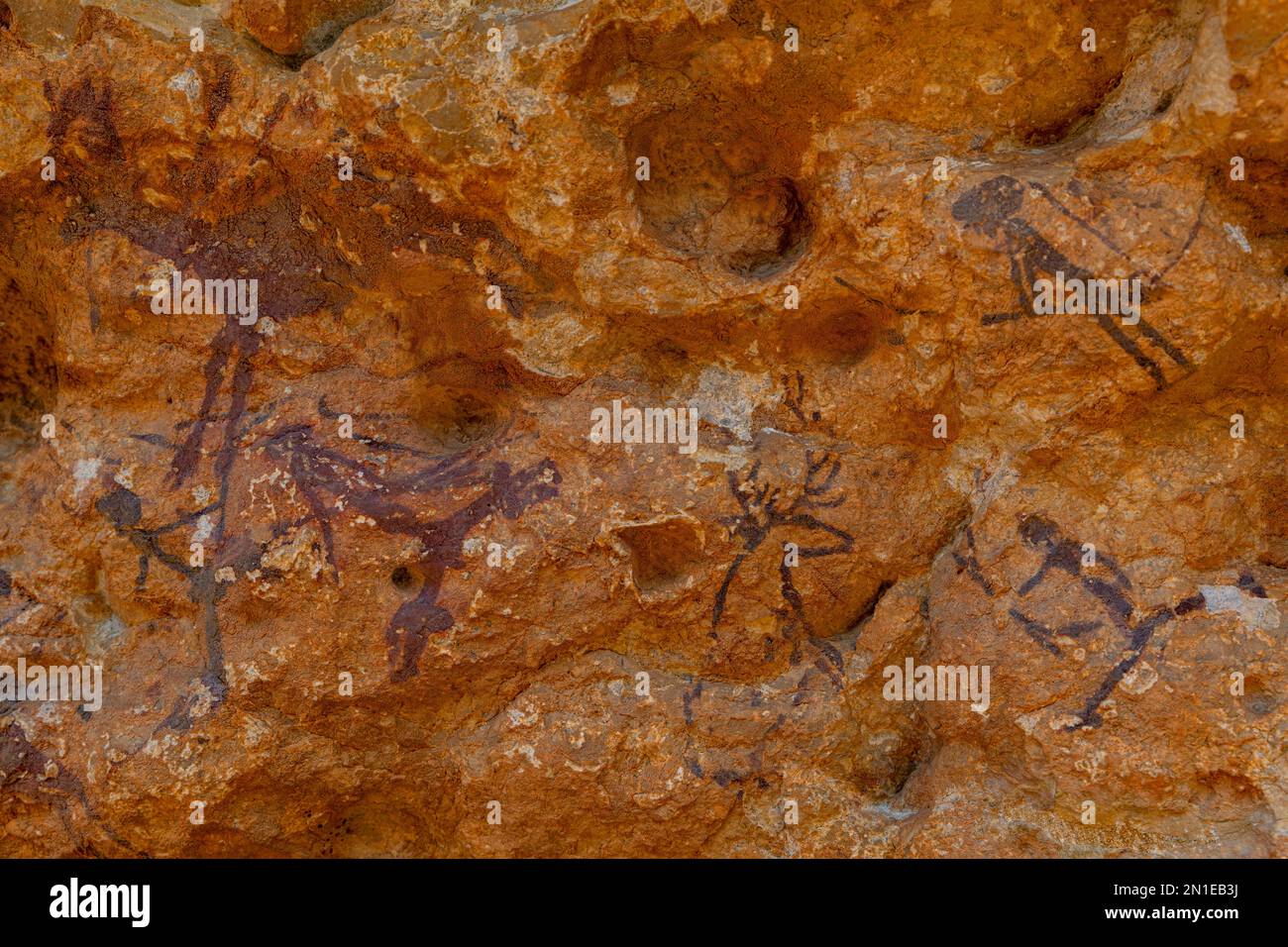 Arte rupestre del bacino del Mediterraneo iberico, patrimonio dell'umanità dell'UNESCO, Ulldecona, Catalogna, Spagna, Europa Foto Stock