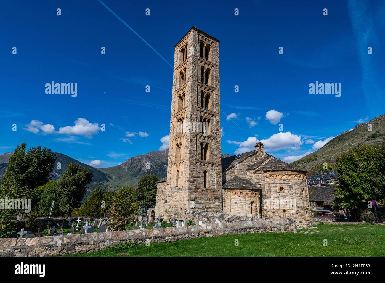 Chiesa romanica, Sant Climent de Taull, patrimonio dell'umanità dell'UNESCO, Vall de Boi, Catalogna, Spagna, Europa Foto Stock