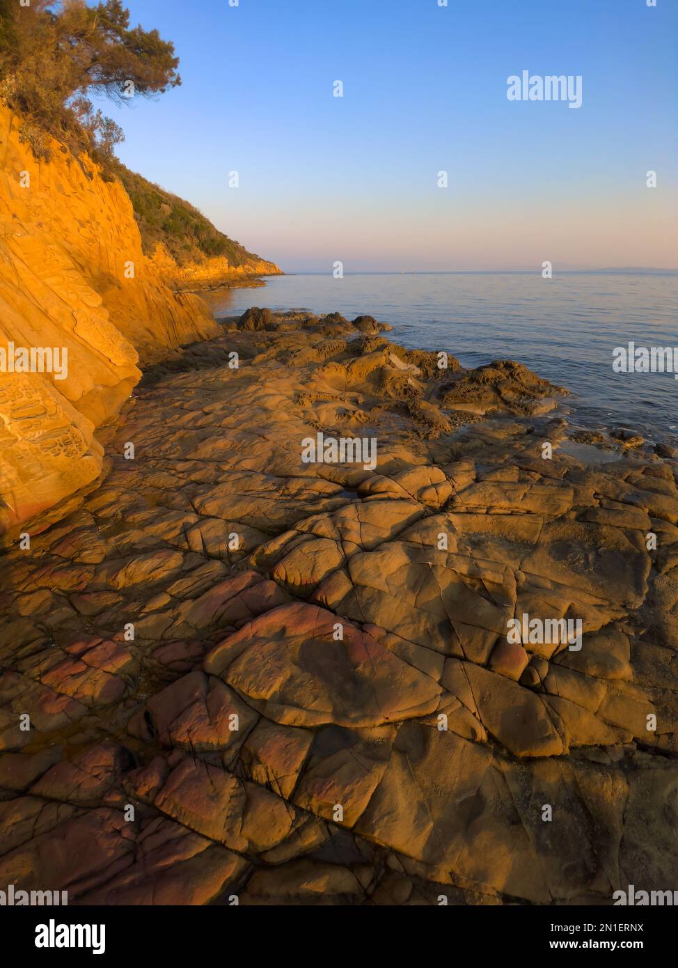 Cala del Barbiere all'alba, Punta Ala, Toscana, Italia, Europa Foto Stock