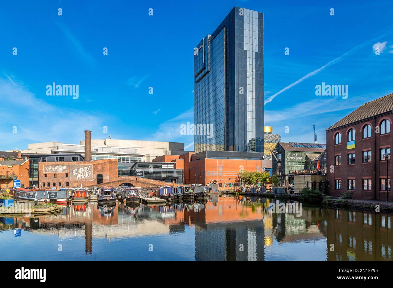 Birmingham Canal at gas Street, Central Birmingham, West Midlands, Regno Unito, Europa Foto Stock