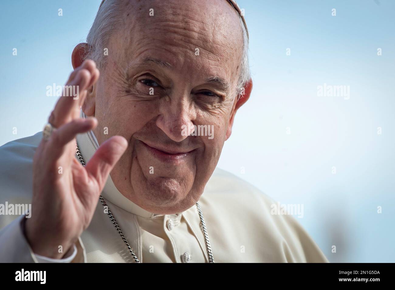 Papa Francesco, Papa dal 2013, primo Papa gesuita, primo delle Americhe, primo dell'emisfero meridionale, Vaticano, Roma, Lazio, Italia Foto Stock