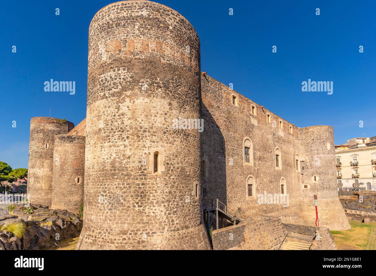 Veduta di Castello Ursino, Catania, Sicilia, Italia, Mediterraneo, Europa Foto Stock