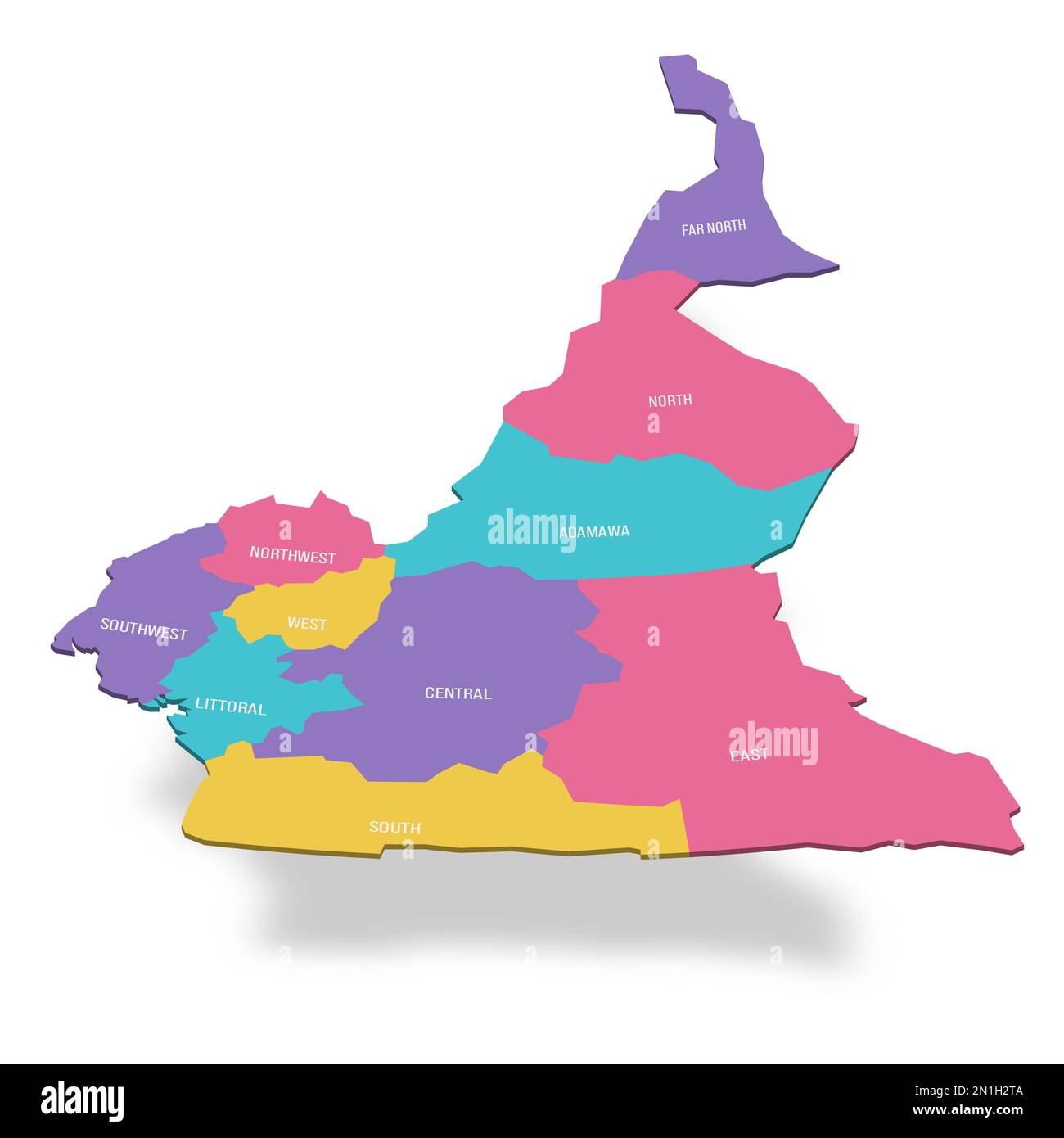 Camerun carta politica delle divisioni amministrative - regioni. Mappa ...