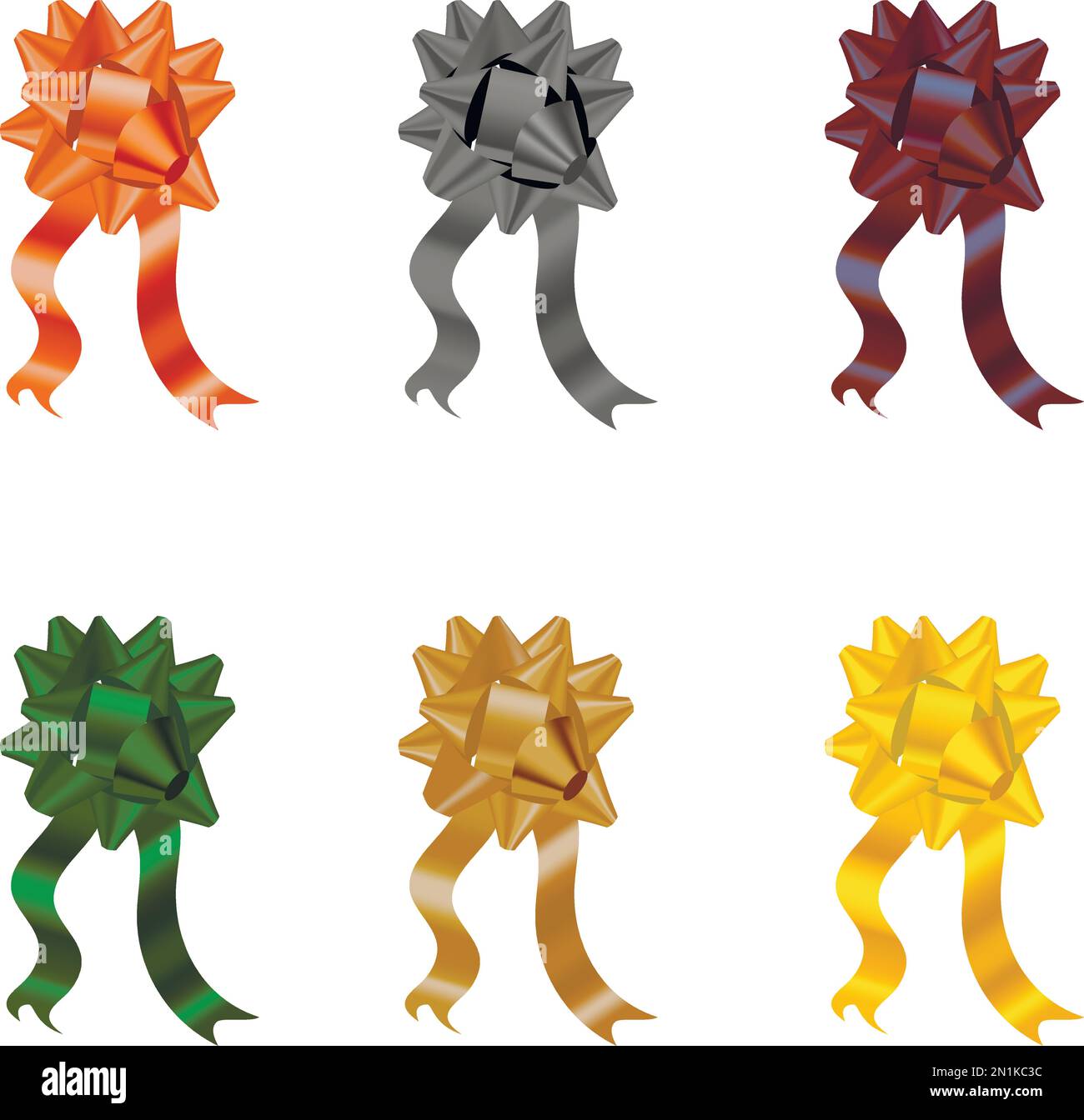 Set di elementi decorativi con fiocchi e nastri per patry e regali per Halloween, Ringraziamento, Natale e compleanno Illustrazione Vettoriale