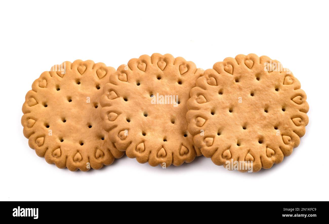 Biscotti secchi isolati su sfondo bianco Foto Stock