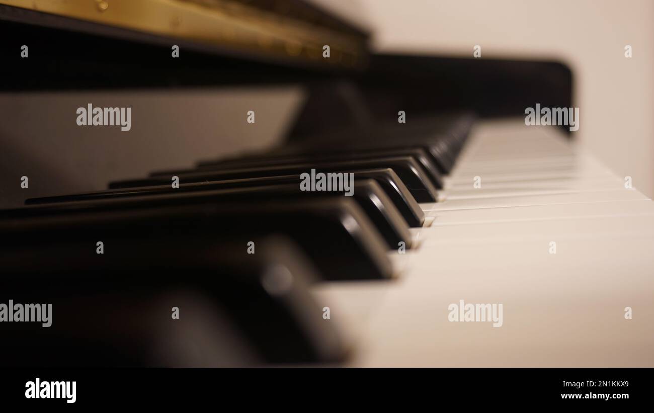 Tastiera per pianoforte, in bianco e nero Foto Stock