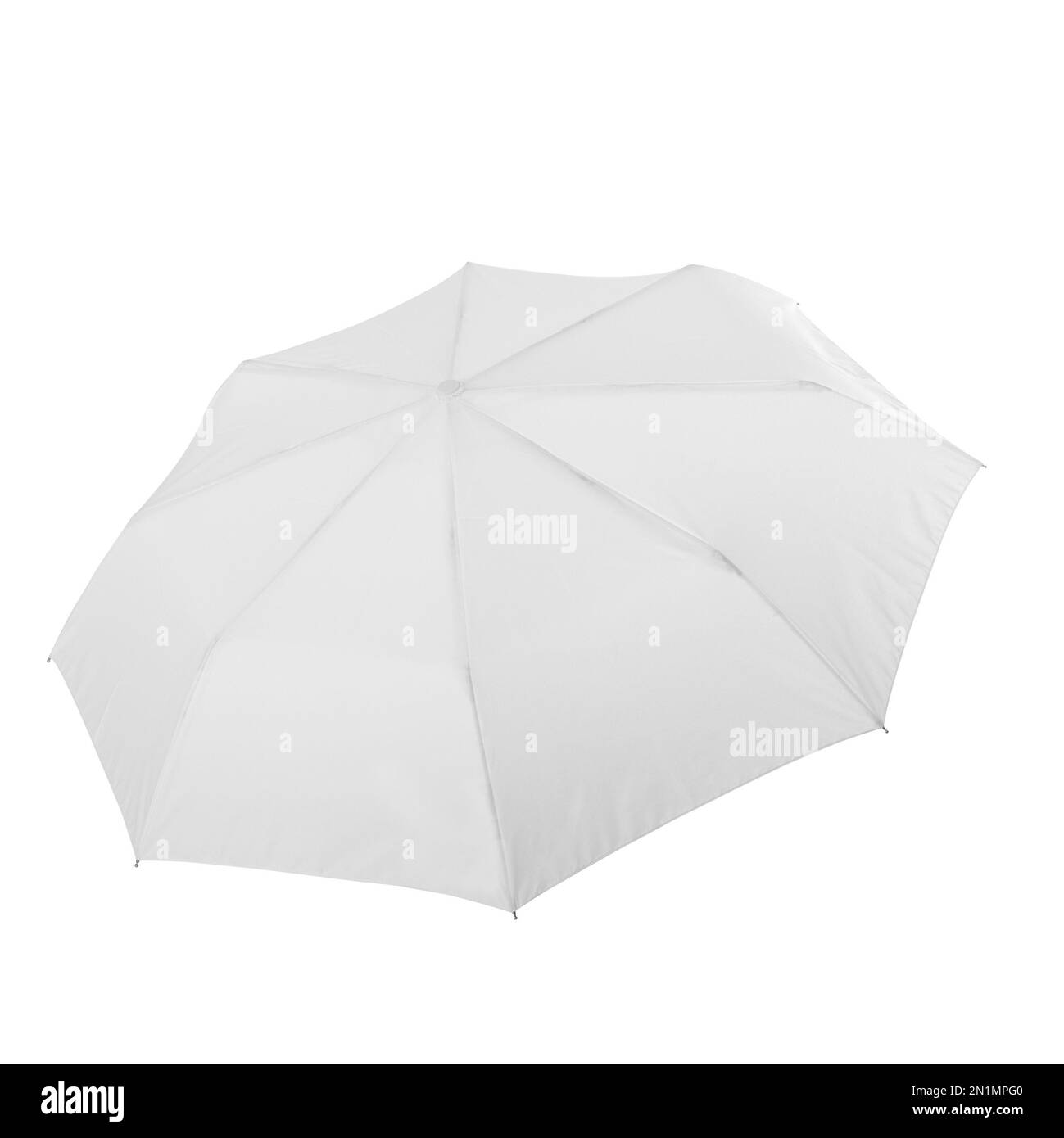 Mock-up di ombrello bianco isolato su sfondo bianco Foto Stock