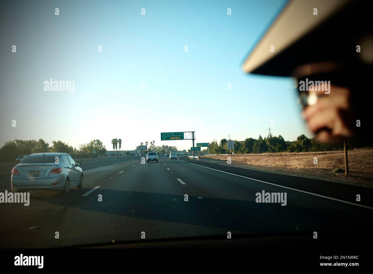 Autostrada US in California, guida/parabrezza Foto Stock