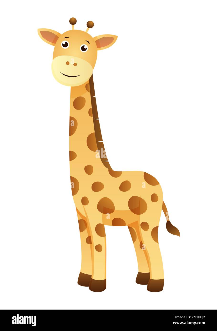 Giraffa . Carino vettore isolato cartone animato . Illustrazione Vettoriale