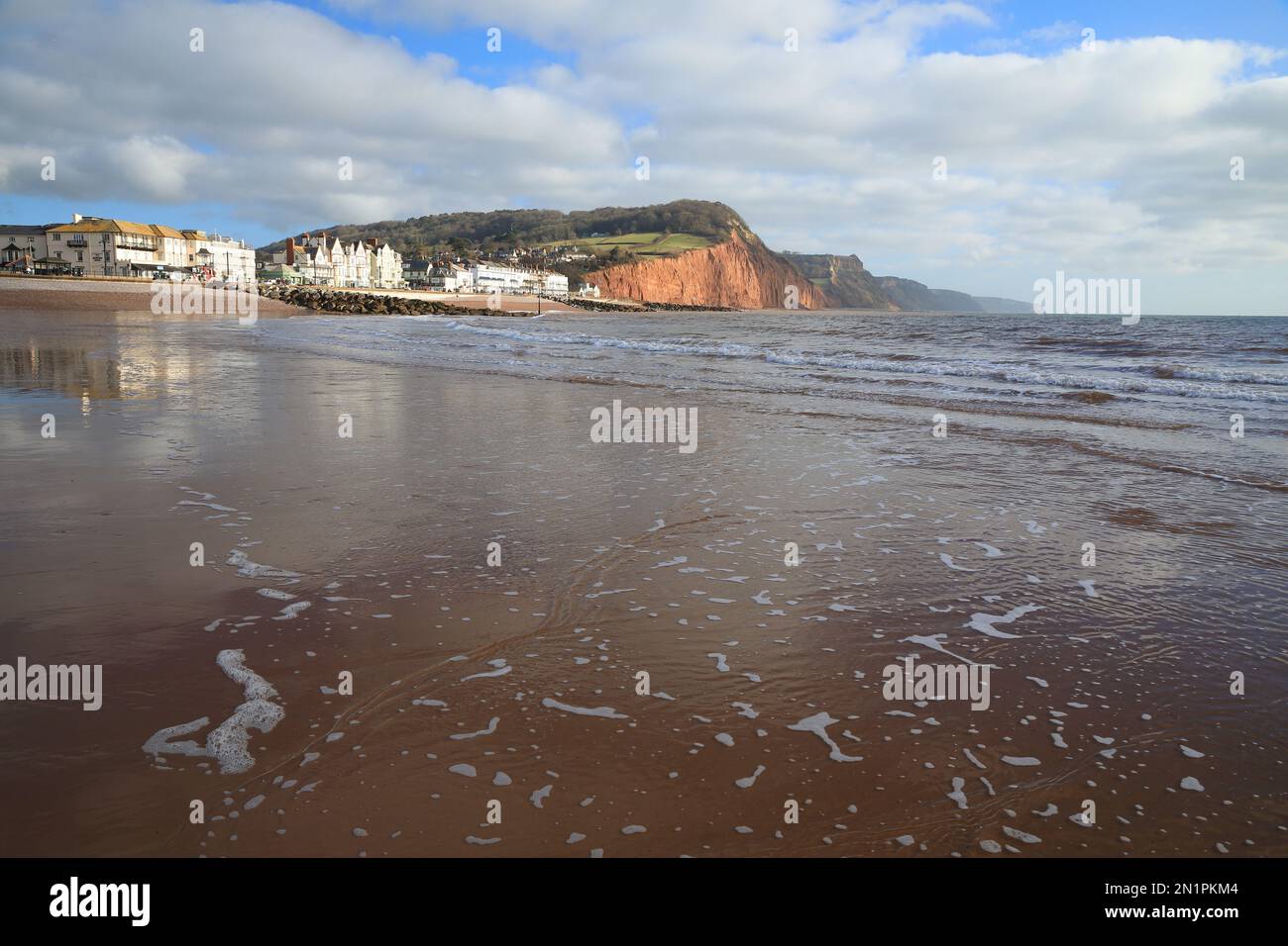 Vista primaverile verso la città di Sidmouth, East Devon, Inghilterra, Regno Unito Foto Stock