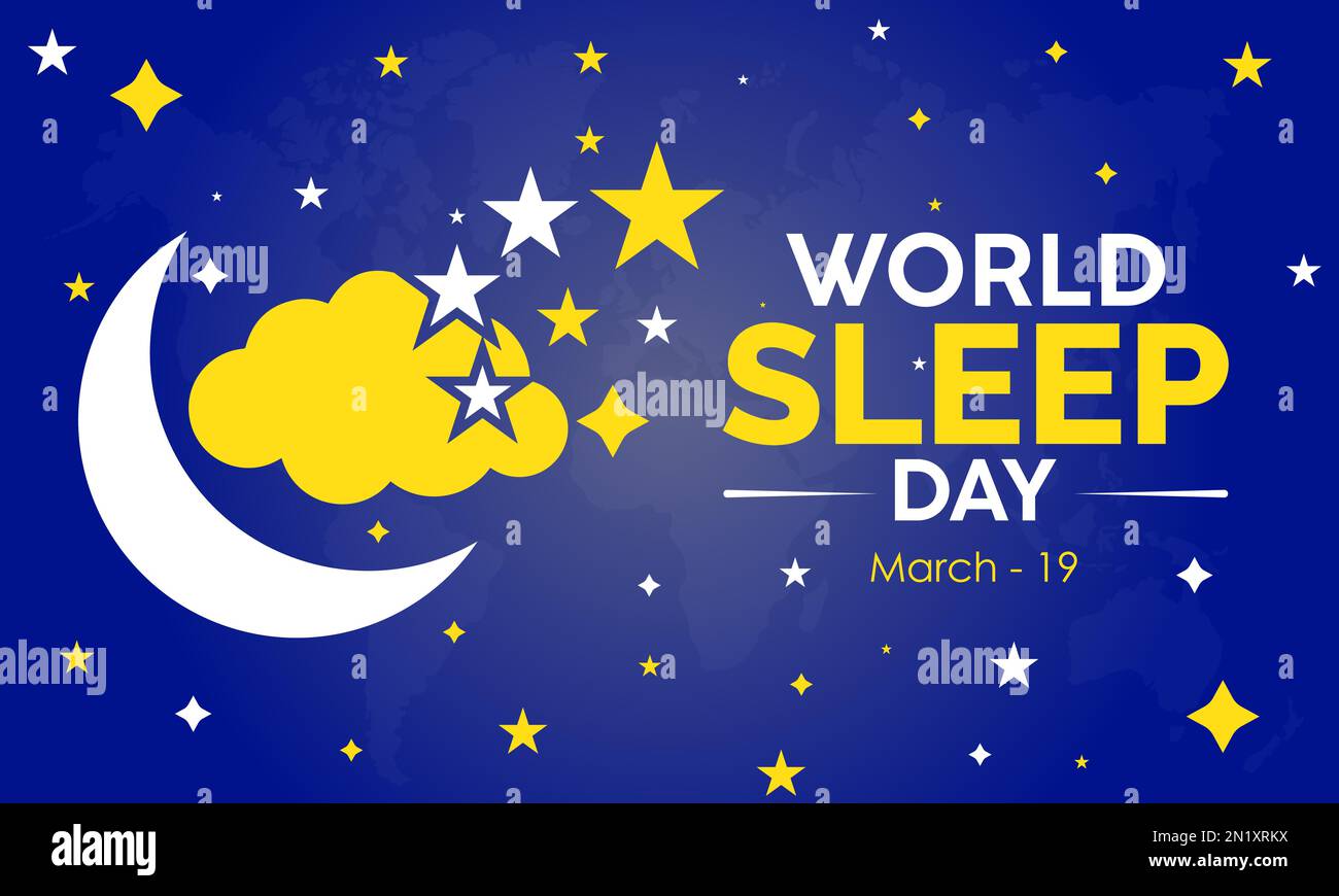 Global Planet Earth awareness concept banner design della Giornata Mondiale del sonno osservato il 19 marzo Illustrazione Vettoriale