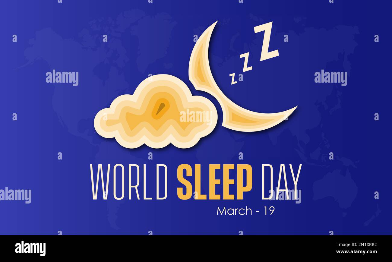 Global Planet Earth awareness concept banner design della Giornata Mondiale del sonno osservato il 19 marzo Illustrazione Vettoriale