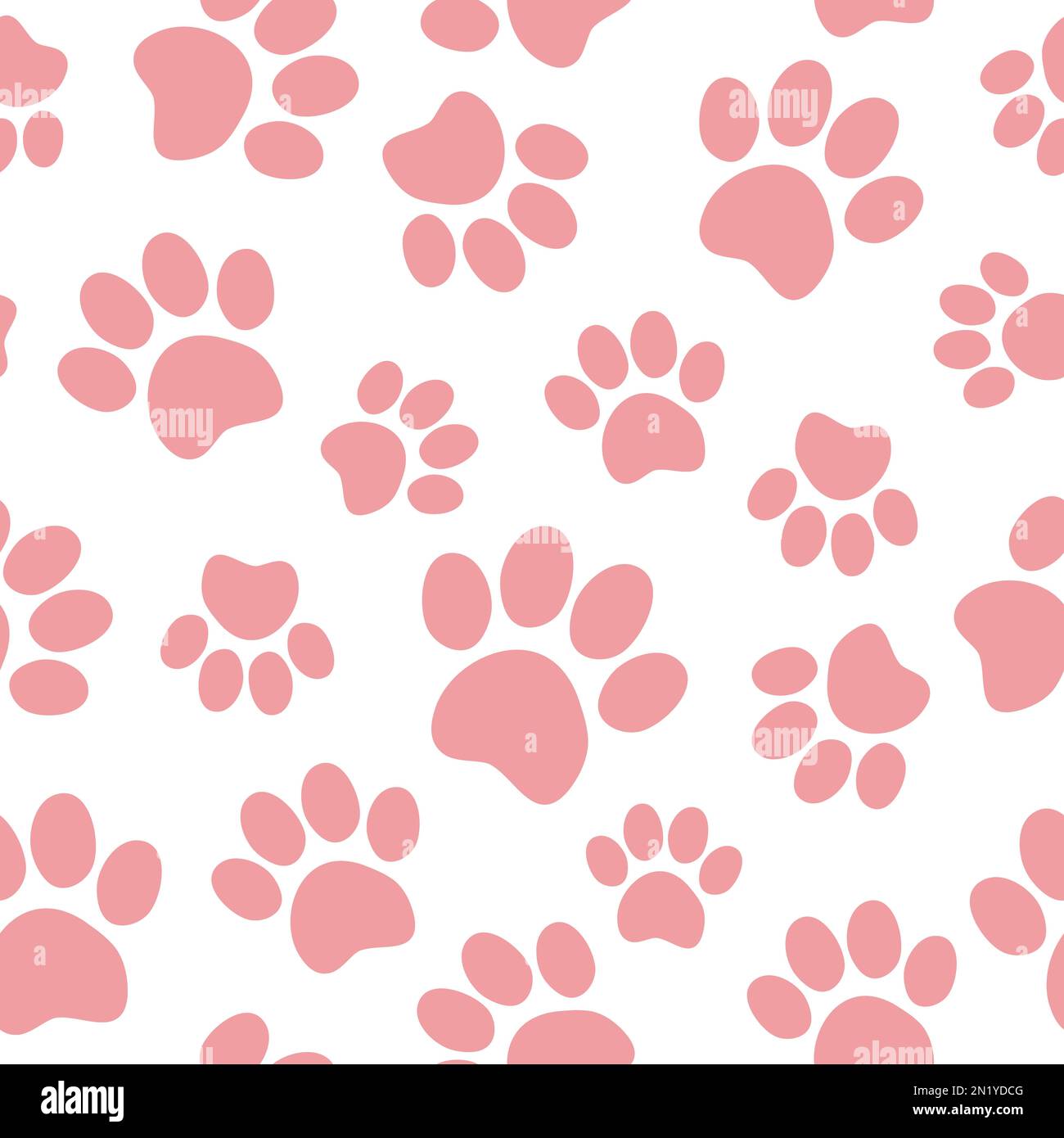 Modello di zampa per animali senza cuciture. Sfondo dell'impronta del gatto o del cane. Può essere utilizzato per sfondi, confezioni, biglietti, modelli per abiti e altro. Foto Stock