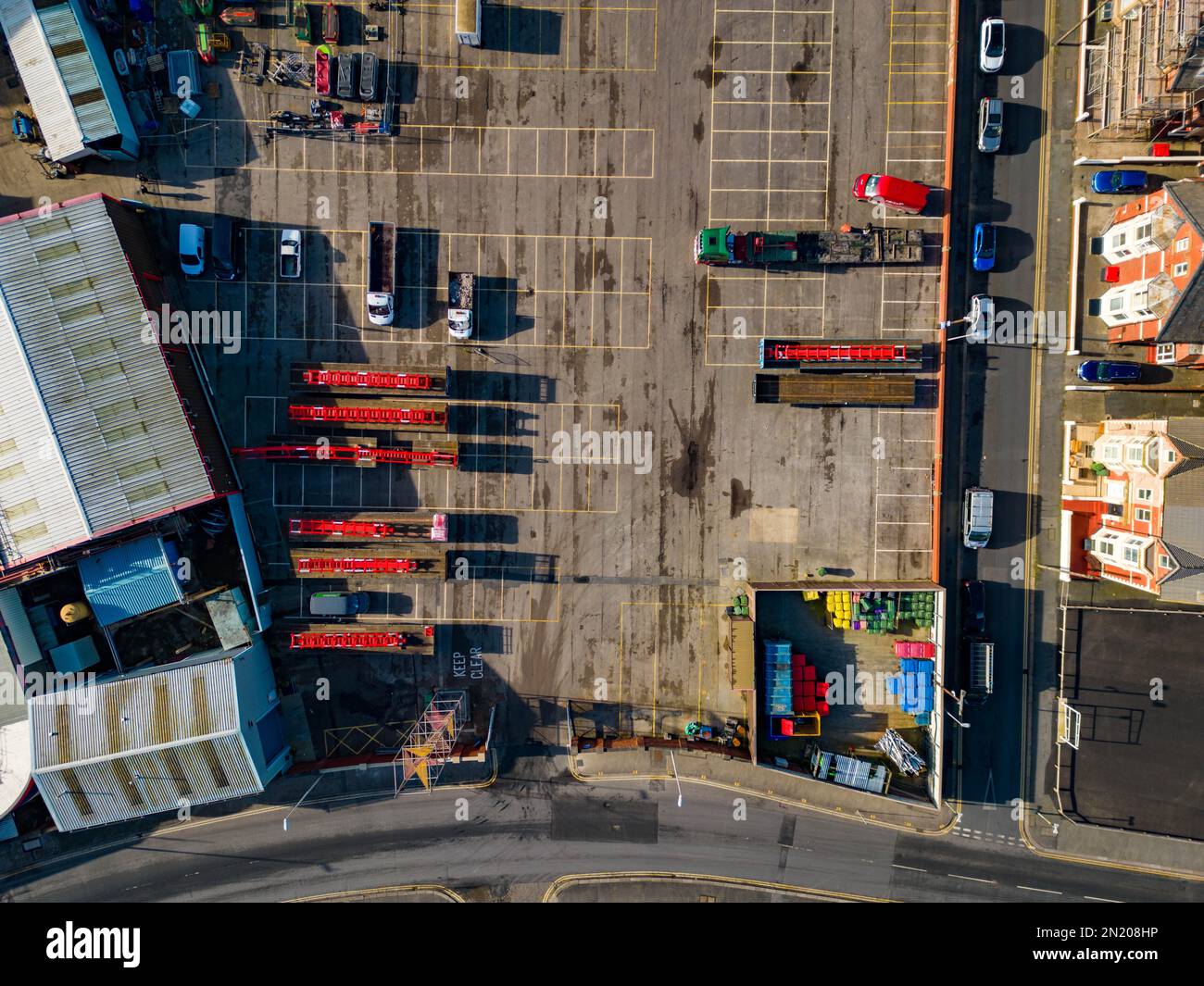 Blackpool Pleasure Beach BPB Aerial Update chiuso la stagione 2023, Inc Big One Re Tracking Foto Stock