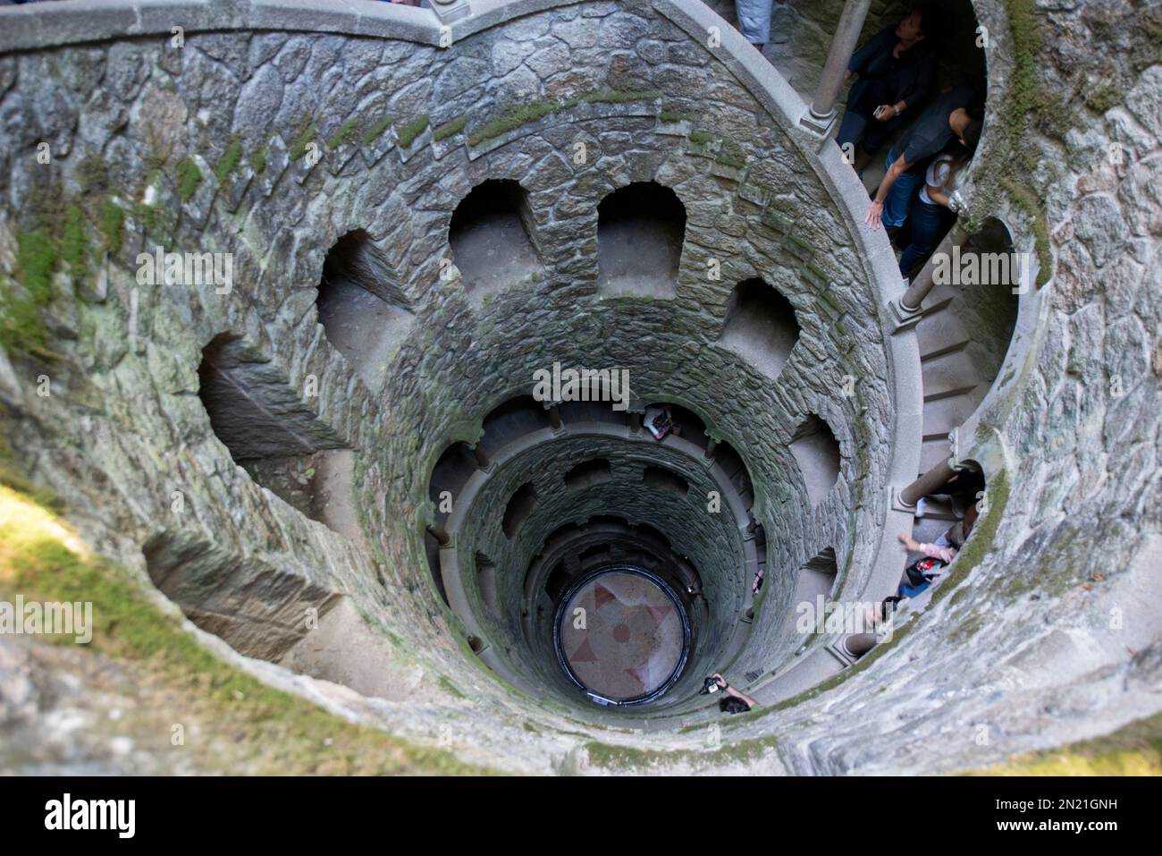 Scalinata di Initatic Well, Quinta da Regaleira, Sintra, Lisboa, Portogallo, Europa Foto Stock