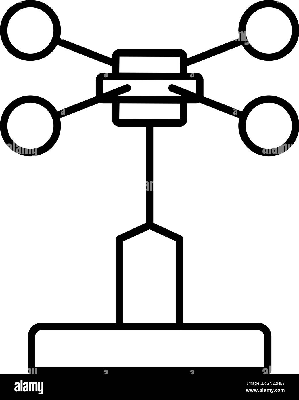 Anemometro, icona del vettore di linea su sfondo trasparente. Anemometro contorno, icona vettore di linea Illustrazione Vettoriale