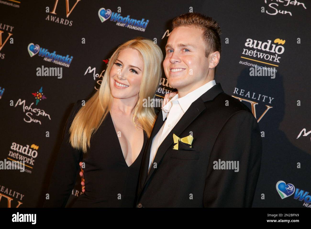 Heidi Montag, left, and Spencer Pratt arrive at the 3rd Annual Reality TV Awards at the Avalon Hollywood on Wednesday, May 13, 2015, in Los Angeles. (Photo by Rich Fury/Invision/AP) Foto Stock