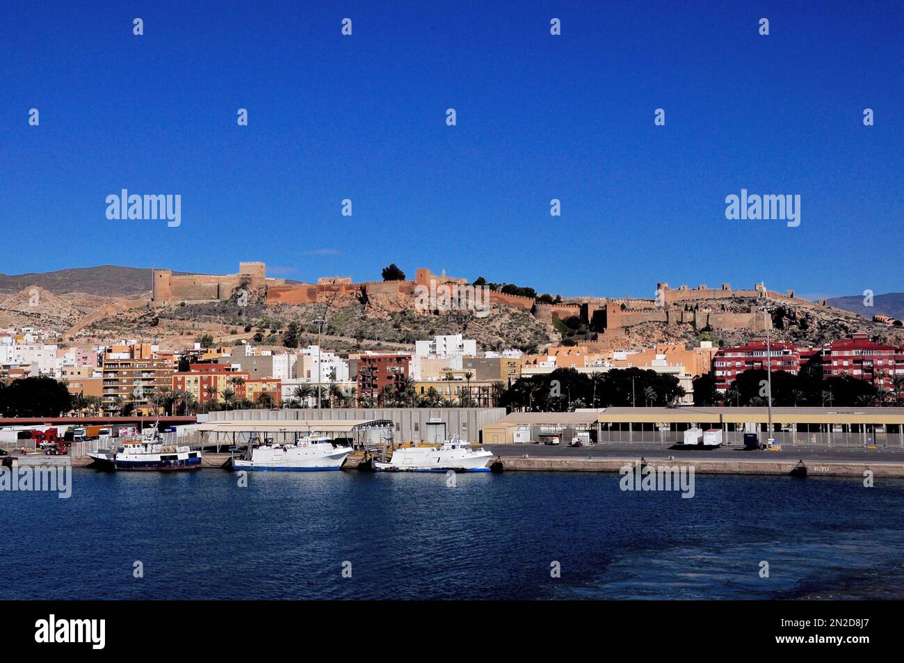 Ingresso al porto di Melilla-Nador, enclave spagnola nel nord del Marocco Foto Stock