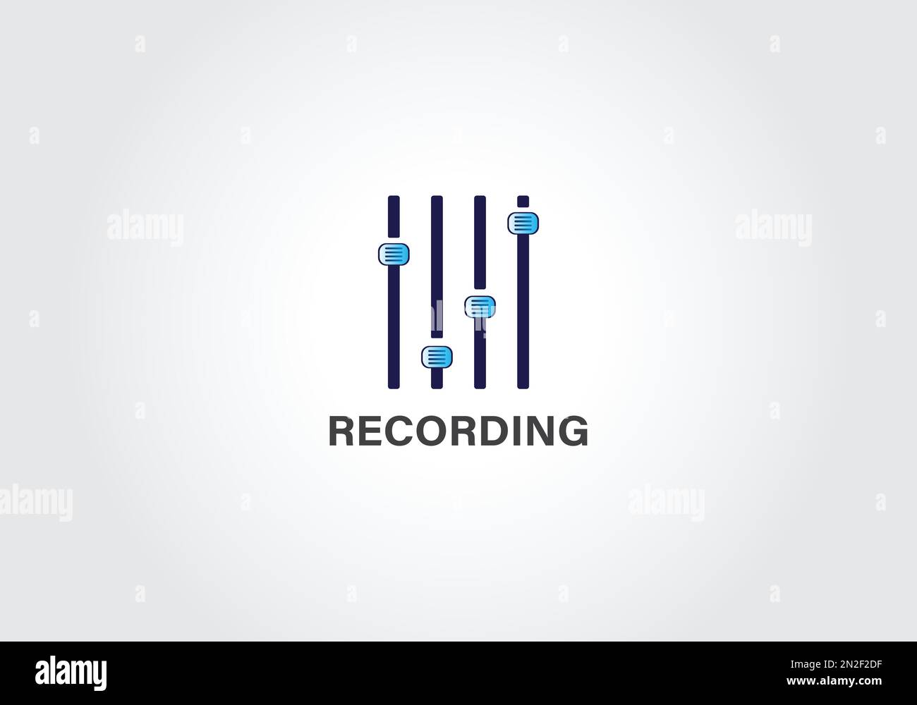Logo musicali in stile icona Simple Vector. Etichetta studio di registrazione. Illustrazione Vettoriale