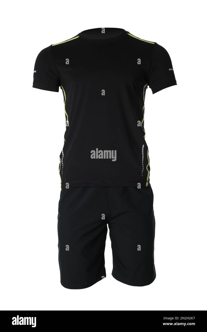 Nuovo abbigliamento sportivo uomo isolato su bianco Foto Stock