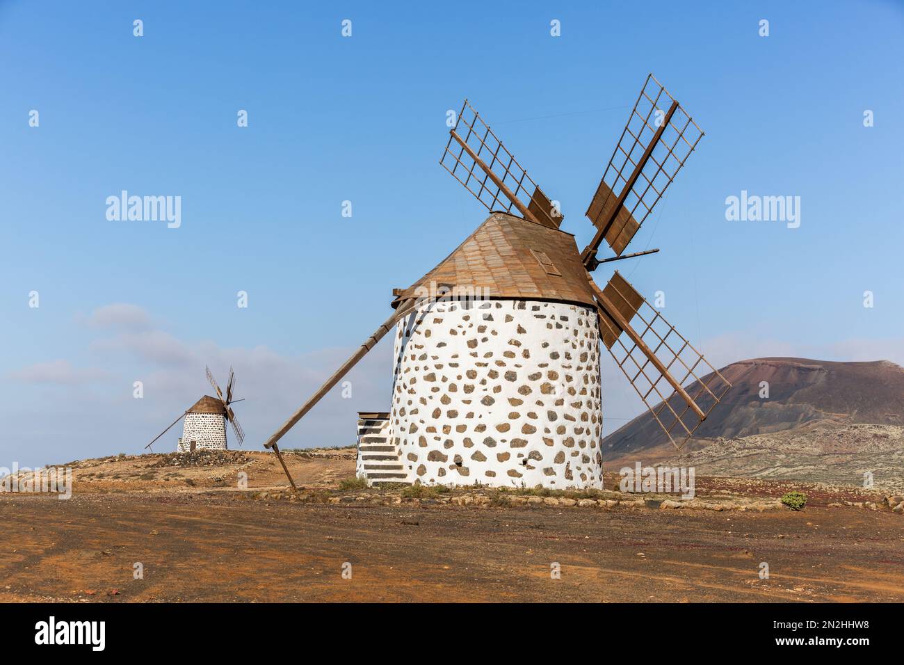 Vecchio mulino a vento vicino a Villaverde, Fuerteventura Foto Stock